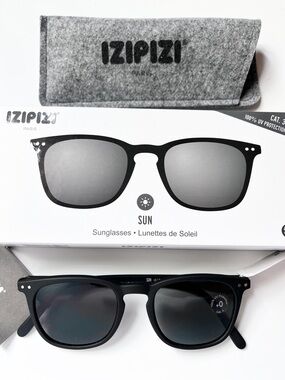 NWT IZIPIZI Paris #E Black Sunglasses 100% UV Protection Cat 3 NIB